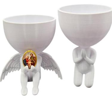 Imagem de Kit Decoração Sagrada Familia Anjinho Relicario  Oração - Point da Fe