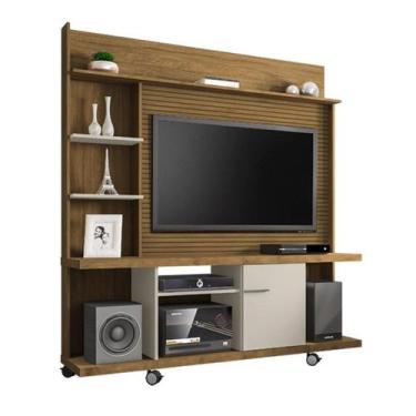 Imagem de Estante Home para TV Taurus 1 Porta Cinamomo/Off White/Ripado - Bechar
