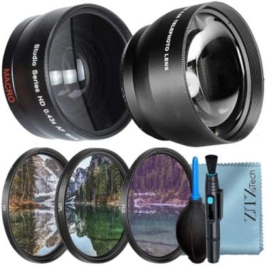 Imagem de ZeeTech Pacote de acessórios de 49 mm para Canon EOS: R50, R100, M5, M6 Mark II, M6, R10, R7 + lente teleobjetiva + kit de filtro + mais (pacote de 8 peças)