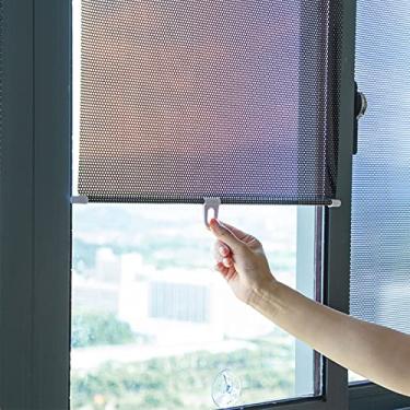 Imagem de Persiana de rolo blackout com ventosa – proteção com isolamento térmico, instalação sem danos, para casa/escritório (preta, 58 x 125 cm/23 x 49 pol)