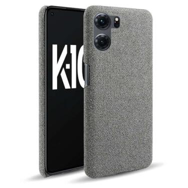 Imagem de Capa para OPPO K10 5G,Capa desenhada em lona,Case Protetora Ultrafina com Empunhadura Macia,Design em Tecido Antichoque e Antiarranhões-Gray