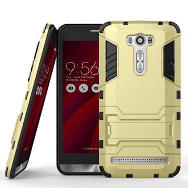 Imagem de Capa para Asus ZenFone 2 Laser ZE601KL (6 polegadas) 2 em 1 à prova de choque com recurso de suporte, capa protetora híbrida de camada dupla Armor Defender (dourada)