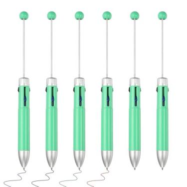 Imagem de PATIKIL Canetas com contas de 4 cores, 6 canetas retráteis, 1,0 mm, canetas esferográficas criativas DIY para professores, escritório, artesanato, decoração de festa, verde