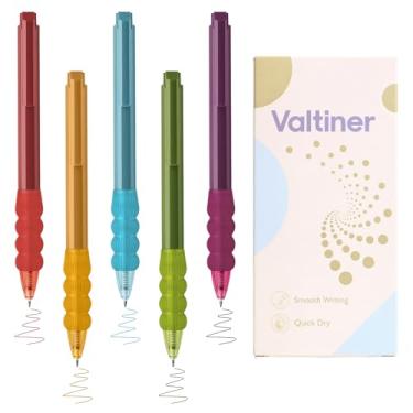 Imagem de Valtiner 5 canetas de gel de cores sortidas retráteis, canetas vintage de ponta fina de 0,5 mm com tinta colorida, escrita suave, secagem rápida para anotações no diário (tinta de cores vintage)