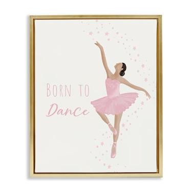 Imagem de Stupell Industries Born To Dance Ballerina Gold Framed Floater Canvas Wall Art, design por Chen Alyesh, 17 x 21