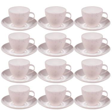 Imagem de Xícara de café com pires 110ml Gourmet marmorizado com 12 unidades Plasutil ref.369
