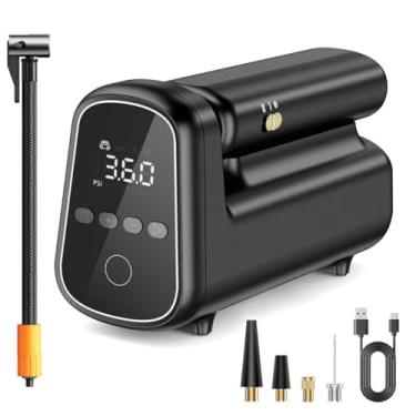 Imagem de BANKKY Compressor de ar portátil para inflador de pneu, bomba de ar portátil de 150PSI para pneus de carro com bateria de 7800 mAh, bomba de bicicleta sem fio de inflação rápida com medidor de pressão