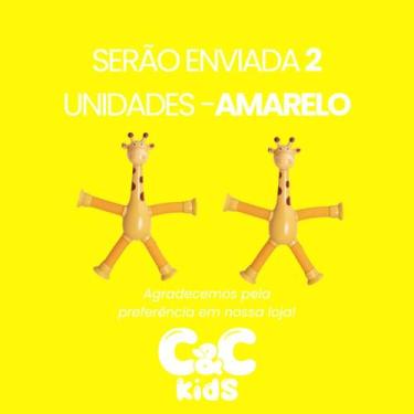 Imagem de Kit 4 girafas estica e gruda melman pop it tubo tiktok com luz brinque