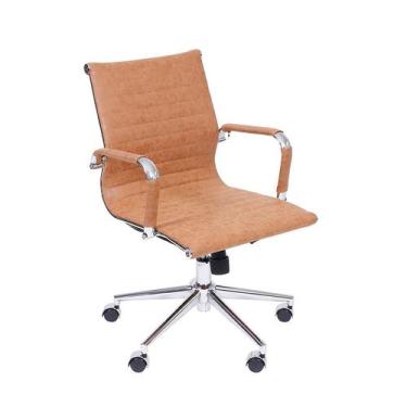 Imagem de Cadeira de Escritório Diretor Retrô com Rodizio Castanho - Or Design