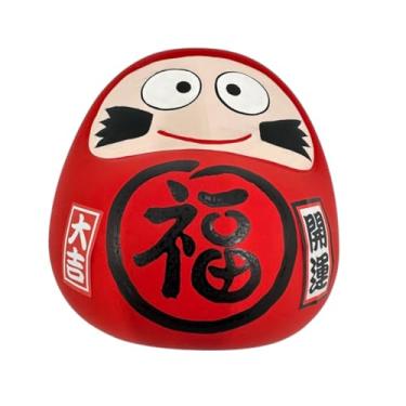 Imagem de SÖPÖSÖPÖ Lucky Daruma Fukudaruma 8 cm Tradicional Japonês Vermelho Daruma Empregada Decorativa Artesanal no Japão Amuleto Fofo Estilo Japonês Lembrança Presente
