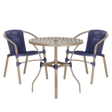 Imagem de 02 Cadeiras Floripa e Mesa Roma 80Cm Fendi e Corda Nautica Trama Origi