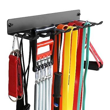 Imagem de Rack de armazenamento multiuso para equipamentos de ginástica, faixas resistentes, cabide de barra, rack de ginástica resistente para faixas de exercícios, cintos de elevação e cordas de salto (43 cm