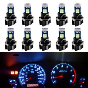 Imagem de WLJH Pacote com 10 lâmpadas de LED T5 Ice Blue Canbus 2721 37 74 Cunha lâmpada PC74 Soquetes de torção para painel de instrumentos, painel de instrumentos de substituição