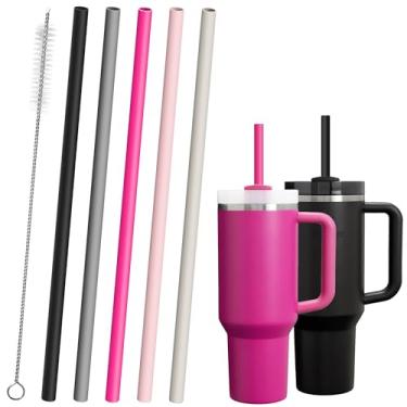 Imagem de Diumepo Canudos de silicone reutilizáveis para copo Stanley Cup 1,134 g, canudos macios grandes de 1,134 g para simples, moderno/meoky copo de 850 g 1,134 g, escova de limpeza