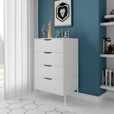 Imagem de Comoda 4 Gavetas Retrô Oasis Preto/Nature Vintage - Lion Loja, branco