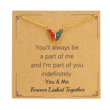 Imagem de SOPIFY Colar feminino com pedra do mês de nascimento de borboleta, dourado, delicado para mãe, filha, irmã, avó, neta, amigas, melhores presentes de pedra do mês de nascimento, Adjustable, Cobre, Sem