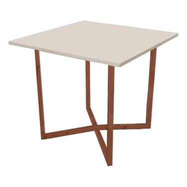 Imagem de Mesa De Jantar 80x80 4 Lugares Valence Industrial Pés Em Aço