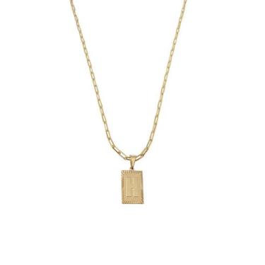 Imagem de Cordão 60Cm Masculino Feminino Pingente Letra H Banhado Ouro - Anaisa 