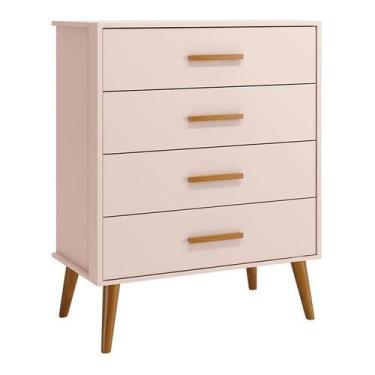 Imagem de Cômoda Infantil Isis 4 Gavetas Rosa - Reller Móveis, Rosa
