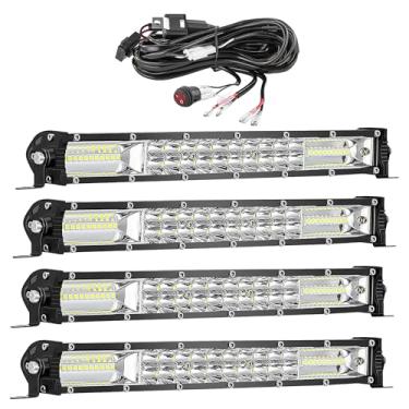 Imagem de SAN YOUNG Kits De Barras Luz Led 14", (4) Finas, (1) Chicote Elétrico 12 V, Relé 24 Luzes Trabalho Para Caminhão, Quadriciclo, Utv, Rv, Ezgo, Carrinho Golfe, Trator, À Prova D'Água, Off-Road
