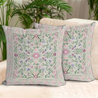 Imagem de COARVXA Conjunto de 2 capas de almofada florais, 45,7 x 45,7 cm, lilás pálidos, capas de almofada decorativas com estampa dupla face, capa de almofada macia para sofá, quarto, cama, varanda e pátio
