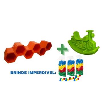 Imagem de Kit sapateira laranja colmeia + 1 gangorra moto infantil verde + brind