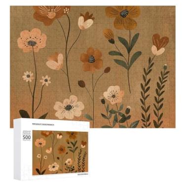 Imagem de Quebra-cabeça para adultos 1000 peças quebra-cabeça desafiador grupo de flores marrons quebra-cabeça com letras na parte de trás quebra-cabeça personalizado perfeito para noites de jogo