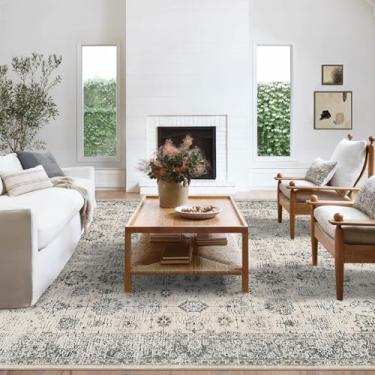 Imagem de GarveeHome Tapetes de área 20 x 25 cm para sala de estar, lavável de lã sintética, floral, boêmio, vintage, oriental, interior, tapete grande para quarto, embaixo da cama, sala de jantar, embaixo da