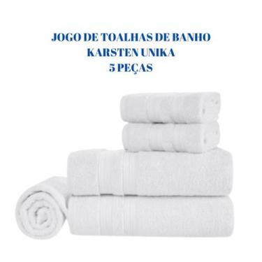 Imagem de Jogo de Toalhas Banho Karsten Unika Algodão 5 Peças Brancas