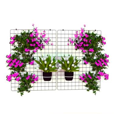 Imagem de Jardim Vertical com Telas em Aço Aramado 60x80cm para Horta Suspensa Expositor de Vasos Plantas Orquídeas Parede Verde (2)