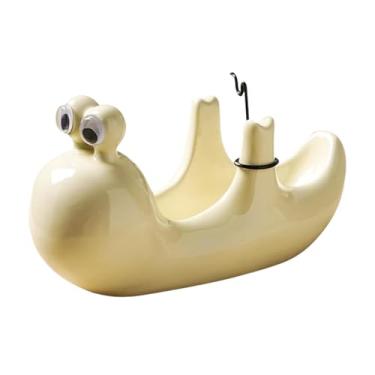 Imagem de WeiLaiKeQi Suporte de cerâmica para incenso, estátua de caracóis, bandeja de incenso, design à prova de fogo e escaldante para decoração de quintal e casa, Branco