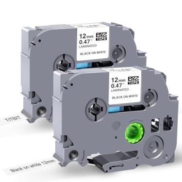 Imagem de TITBIT Pacote com 2 fitas brancas laminadas de 12 mm 1,2 cm compatível com Brother P Touch TZe/Tz Tape 1/2 polegada TZe-231 TZ-231 Tze231 para Brother P Touch Label Maker PTD210 PTD220 PTH110 PTE110