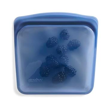 Imagem de Stasher Sanduíche reutilizável de silicone premium para armazenamento de alimentos, oceano profundo, micro-ondas, sous vide, máquina de lavar louça, forno e freezer, livre de BPA, sem vazamento