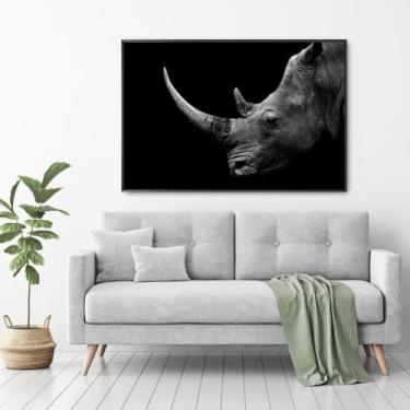 Imagem de Quadro Decorativo Rinoceronte - MeMoldura, Moldura Branca, 60X90