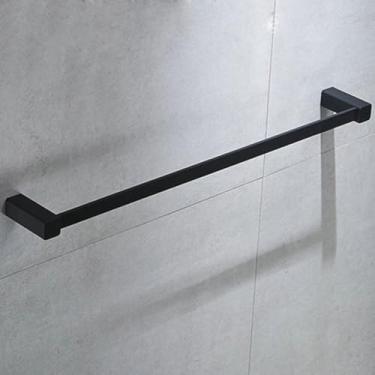 Imagem de Ferragens para banheiro cromadas pretas - Toalheiro, porta-papel e gancho para roupão | Conjunto de 4 peças, barra de toalha preta