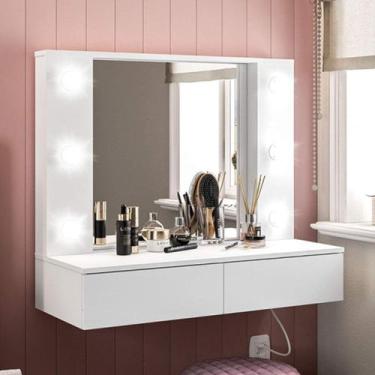 Imagem de Penteadeira Arujá com Espelho e 2 Gavetas Politorno, Branco