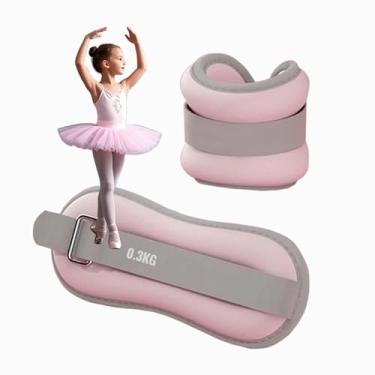 Imagem de Pesos infantis de tornozelo e pulso – Conjunto de pesos de perna de 0,3 KG/0,5 kg, enchimento confortável de areia de ferro, alças ajustáveis para dança, fitness e treinamento de força - Ideal para