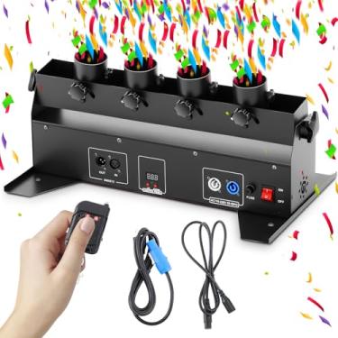 Imagem de Yaocom Lançador de confetes máquina de canhão máquina sopradora de confetes de metal canhão de confetes Dmx/controle remoto para festa de casamento show discoteca clube festa palco DJ festival boate