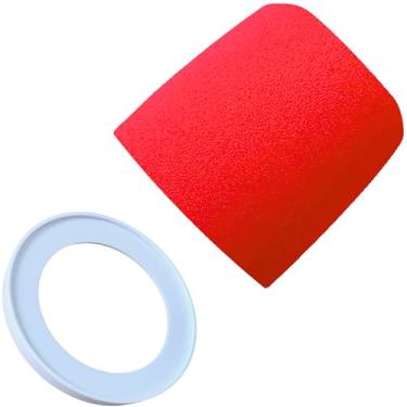 Imagem de RhymKawa Filtro pop MV7 substituto para Shure MV7, MV7i, MV7+, MV7X, capa de para-brisa de microfone, vermelho com anel de retenção branco