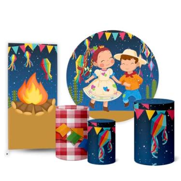 Imagem de Trio Capas Cilindro + Painel Redondo Sublimado + Lateral Festa Junina (K2FJN0032)