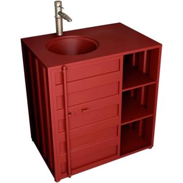 Imagem de Unidade De Vaidade Com Conjunto De Pia, Unidade De Pia Moderna E Independente, Unidade De Vaidade De Banheiro De Estilo Industrial, C, 65×46×85cm