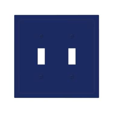 Imagem de LOLREAI Placa de proteção para interruptor de luz, azul marinho, 2 gangs, placas de interruptor duplo, placa decorativa para tomada de parede, placa elétrica para banheiro, quarto, decoração de casa