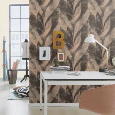 Imagem de Papel De Parede Concrete Folhagem Dourado 520071