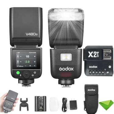 Imagem de GODOX V480 N V480-N TTL Flash para câmeras Nikon com gatilho X2T-N, GN50 1/8000 HSS, tempo de reciclagem de 1,7s, luz de toque sem fio 2,4g,luz de toque de touchscreen 7.2V/2200mAh Li-Ion