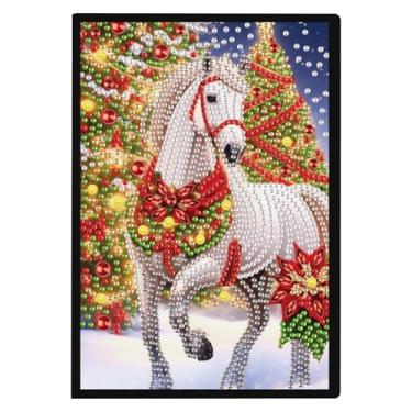 Imagem de TDFERAN Caderno de pintura de diamante DIY de Natal A5 em branco com pintura de diamante caderno de desenho de strass artesanato diamante arte caderno estudantes 50 folhas kits de diário de diamante