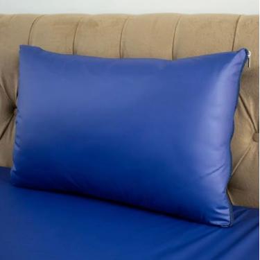 Imagem de Capa Protetora Para Travesseiro Impermeável, Antialérgica, Anti-acaro, fungos, bactérias, odor, impurezas e líquidos. (Marinho, Grande)