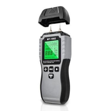 Imagem de Medidor de umidade de madeira tipo pino, 8 escalas de calibração para madeira, madeira macia, drywall, concreto, piso tapete, teto, material de construção com visor LCD retroiluminado, detector de