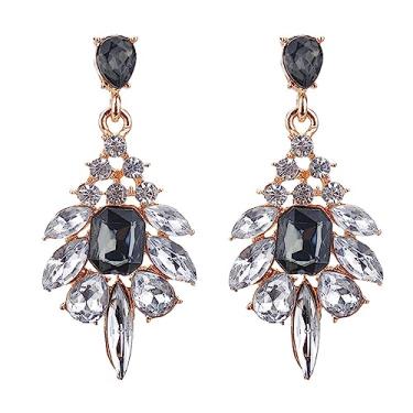 Imagem de Brincos de casamento de folha de strass, brincos de cristal para mulheres, meninas, zircônia cúbica, strass, brincos de folha boêmia, brincos de casamento, joias para presentes, Zinco, desconhecido