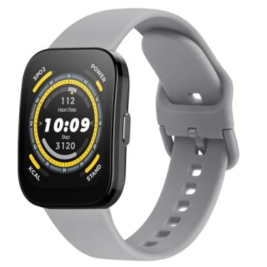 Imagem de AK Pulseira de relógio Amazfit Bip 6/5, Amazfit GTR 4/3 Pro, 3, 2e, 2, GTR de 47 mm, pulseira esportiva de silicone macio de 22 mm compatível com Bip 6/5 GTR 4, mulheres e homens (cinza)