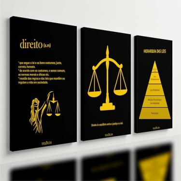 Imagem de Kit 3 Quadro Decorativo Direito Advocacia Escritório Quarto (28x20cm)